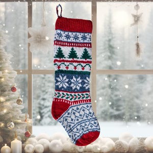 クリスマスストッキングの編み図：フェアアイルのホリデーデコレーション（PDFパターン）