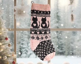 Kitty Weihnachtsstrumpf-Strickmuster: Fair Isle Cat Holiday Decor (PDF-Muster)