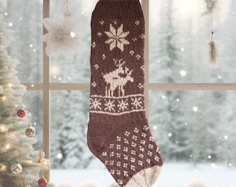 Elch-Weihnachtsstrumpf-Strickmuster: Fair Isle Holiday Decor (PDF-Muster)
