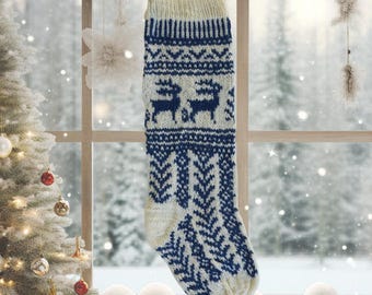 Nordische Rentier-Weihnachtsstrumpf-Strickanleitung: Fair Isle Holiday Decor (PDF-Muster)