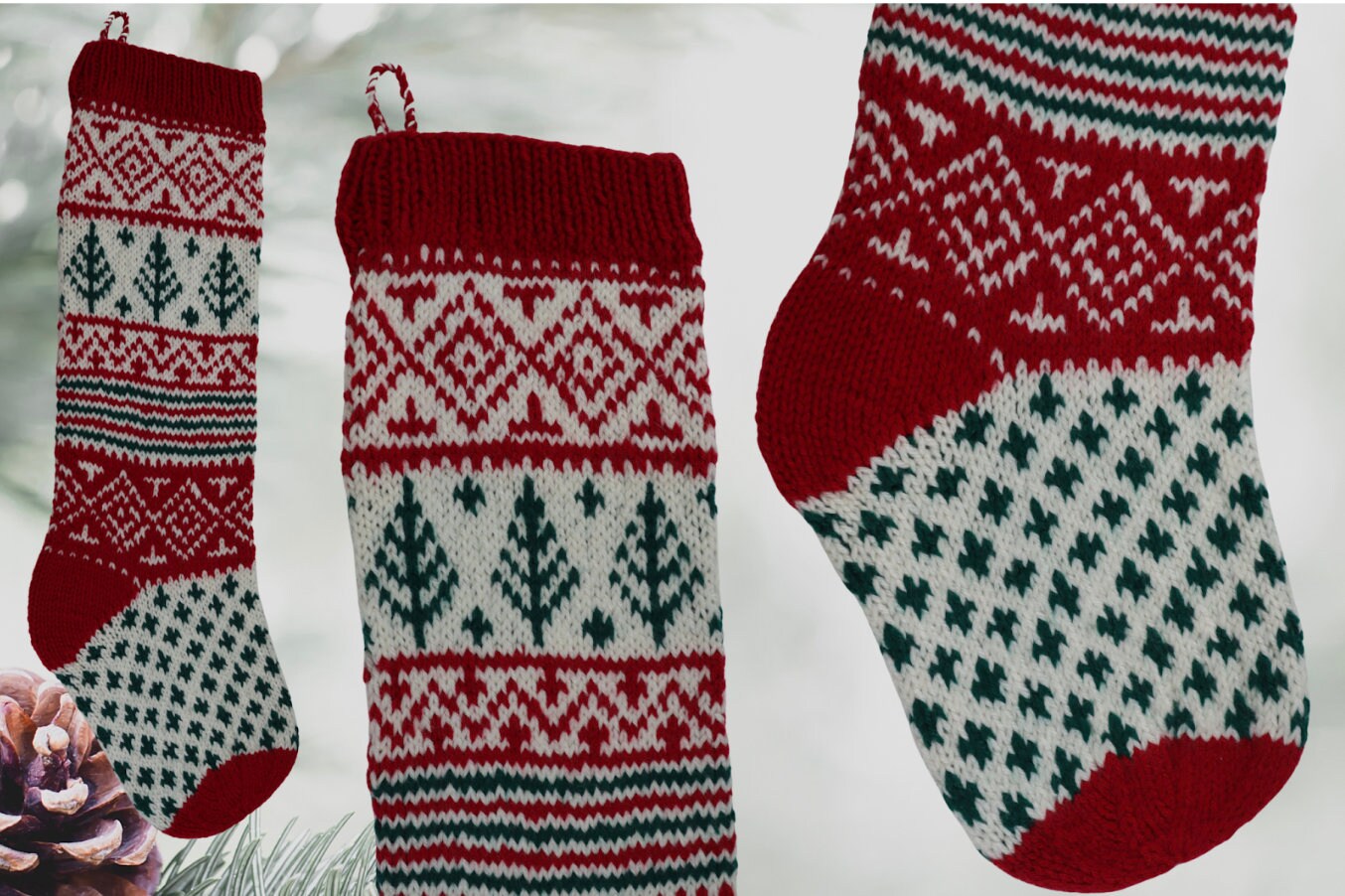 Vintage Christmas Stocking Knitting Pattern: Fair Isle Holiday Decor ...