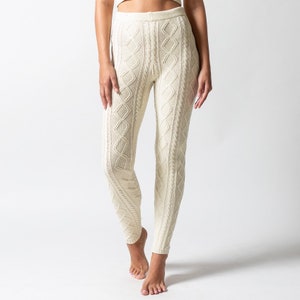 Latte Cable Knit High Waisted Leggings