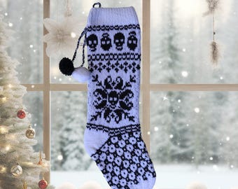 Skullflake Weihnachtsstrumpf Strickmuster: Fair Isle Urlaubsdekor (PDF-Muster)