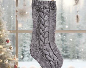 Zopfmuster Weihnachtsstrumpf Strick-Muster (PDF Download)