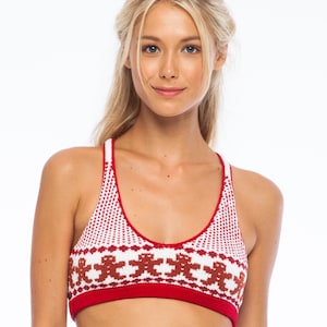 Gingerbread Bralette Knitting Pattern - Women&#39;s Knit PDF Pattern - Knitted Pattern Sizes XS to XL - Knit Bra -HolidayKnitting -Gifts To Knit