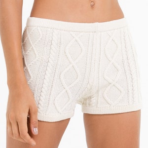 Cable Braid Shorts Knitting Pattern Women's Knit PDF Pattern Knitted Boy SHorts Sizes XS to XL Aran Knit Pattern image 1