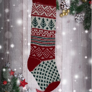 Vintage Christmas Stocking Knitting Pattern: Fair Isle Holiday Decor ...