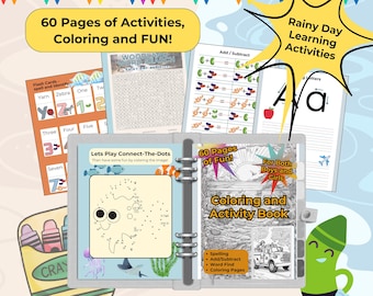 Children's Activity Coloring Book 60 pages of learning and fun coloring pages