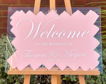 Large Custom Acrylic Events Sign With Brushed or Painted Background - Wedding Sign/Baby Shower Sign/Welcome Sign/Personalised/birthday sign