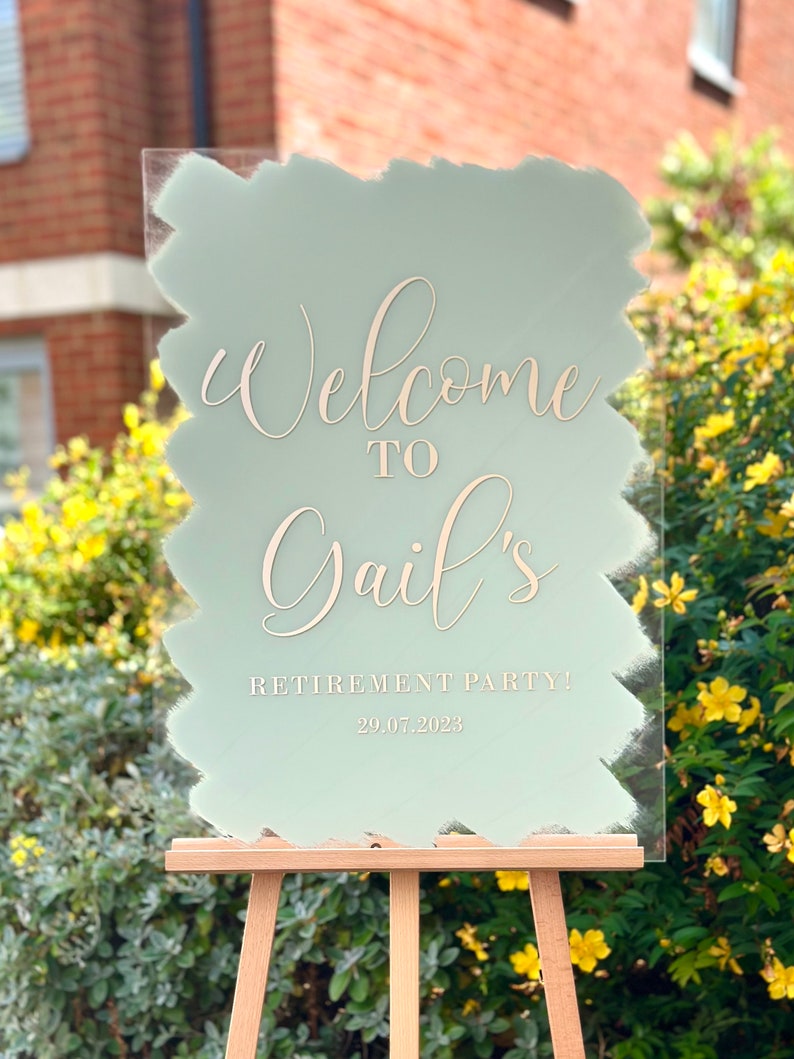 Large Custom Acrylic Events Sign With Brushed or Painted Background Wedding Sign/Baby Shower Sign/Welcome Sign/Personalised zdjęcie 5