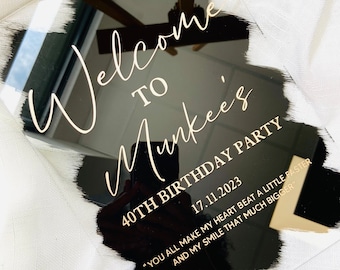 Large Custom Acrylic Events Sign With Brushed or Painted Background - Wedding Sign/Baby Shower Sign/Welcome Sign/Personalised/birthday sign