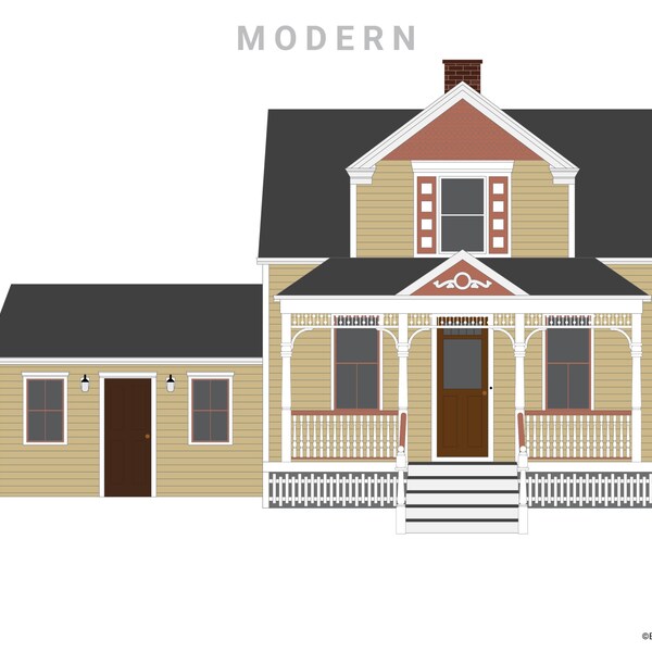 Custom Home Illustration - Modern | Wedding Gift, Personalized Housewarming Gift, Realtor Closing Gift, First Home Gift, Home Portrait