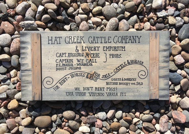 Hat Creek Cattle Company Sign Lonesome Dove Barnwood Stain 24' Signs Home & Living