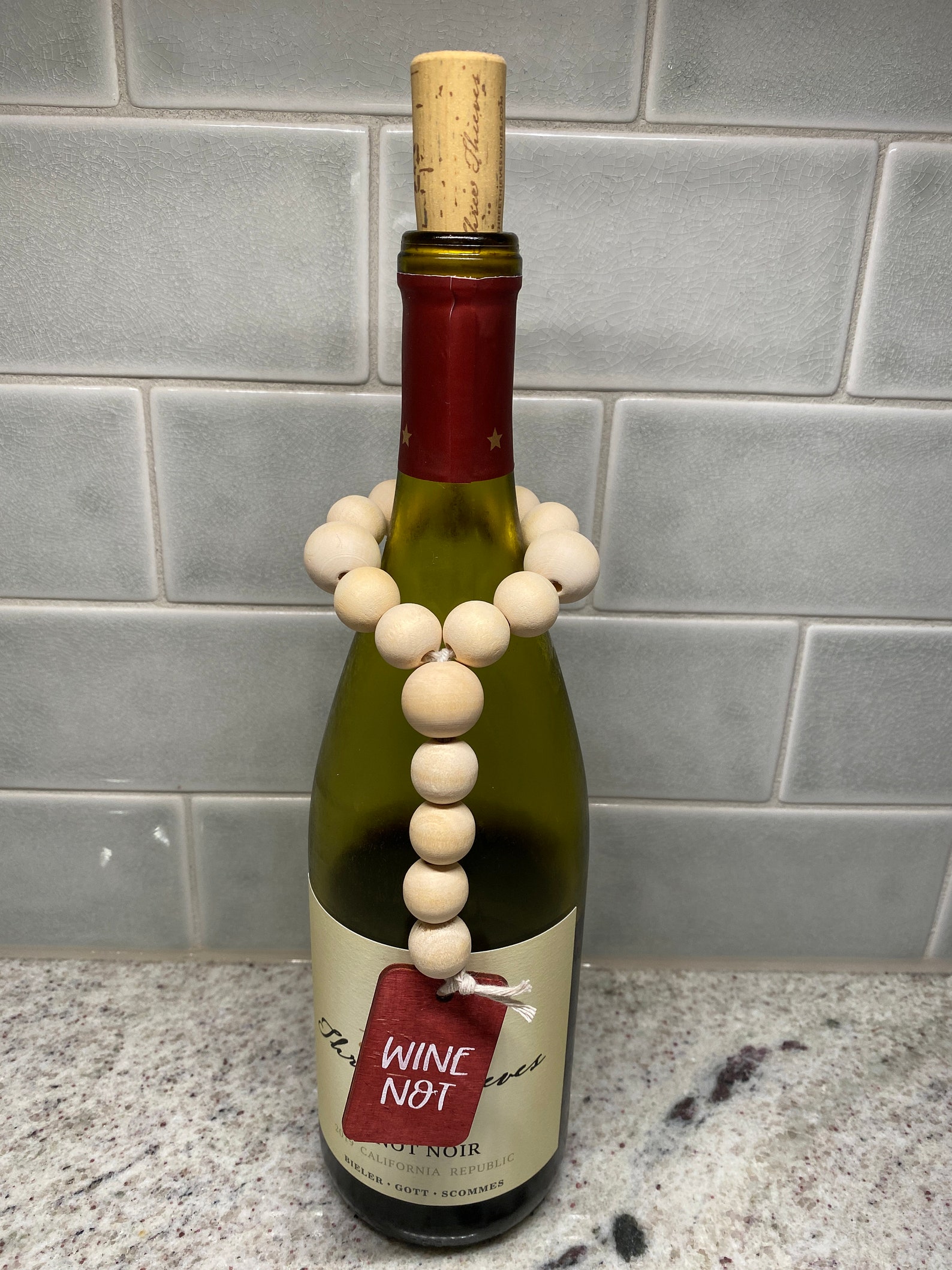 Natural Beaded Garland Wine Bottle Decor Bottle Beaded Etsy