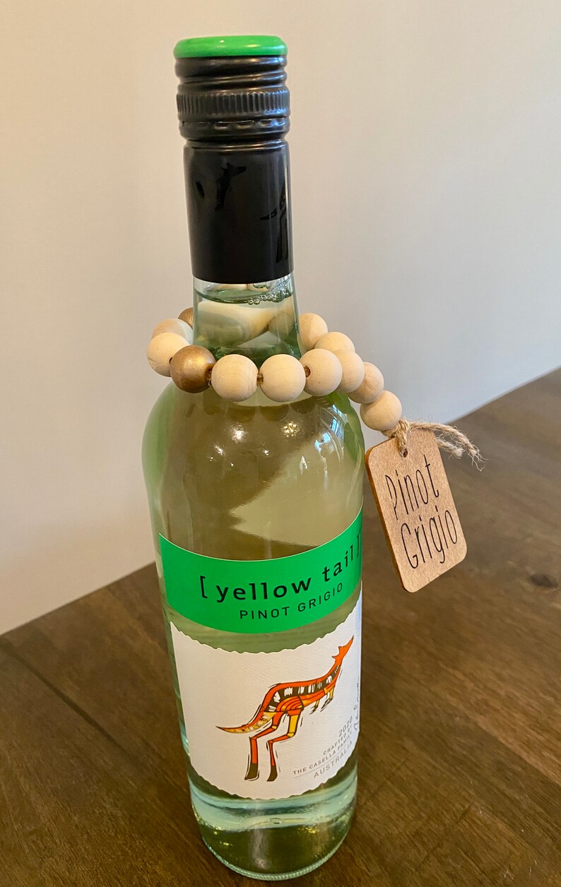 Wine Bottle Charms Wood Beaded Necklaces for Wine Bottles Etsy