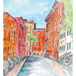 Conjunto de postales de acuarela de Nueva York, bocetos de Nueva York, tarjeta de felicitación de Nueva York, tarjeta de Navidad, regalo de viaje de Nueva York, tarjeta de pintura original de Nueva York