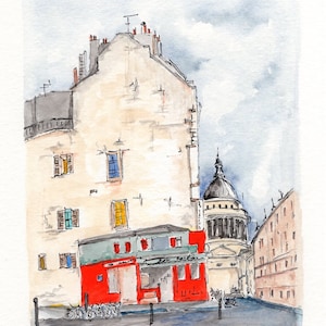 Paris original watercolor painting,Paris Rue Valette painting,Paris cityscape,Paris travel gift,Paris painting,Paris architecture,6.3x8&quot;