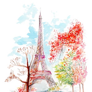Paris Watercolor Postcard Set, Paris Eiffel Tower original watercolor painting card, Paris Tour Eiffel, Paris postcard, Paris travel gift