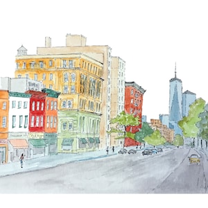 New York watercolor painting, art print, New York West Village painting, New York watercolor painting, New York travel gift,, 8.5&quot;x11&quot;