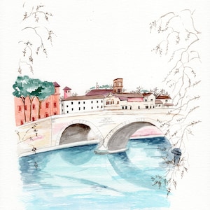 Rome original watercolor painting, Italy Rome painting, Rome cityscape painting, Rome travel gift, Rome original painting, 8x11 in
