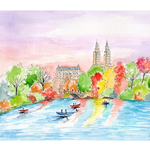 New York Central Park, New York watercolor painting, art print,New York scene, New York landscape, New York travel gift, 8.5&quot;x11&quot;