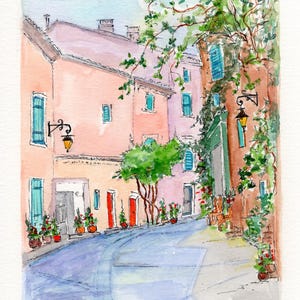 France Provence original watercolor painting,Aix-en-Provence painting,French Riviera painting,Provence,France Provence painting,6.2"x9"
