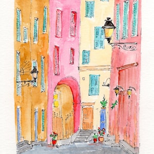 France Menton original watercolor painting,Menton,Provence painting,French Riviera painting,Menton painting,France Provence painting,5.8x7.7
