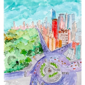 Ensemble de cartes postales aquarelle de New York, croquis de New York, carte de vœux de New York, carte de Noël, cadeau de voyage de New York, carte de peinture originale de New York