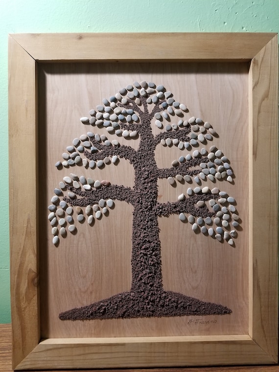Baum aus Kies, Bonsai von Kieselsteinen, Kunst mit natrliche Kiesel,  Kiesel-Baum, Baum-Felsen, Kiesel Mosaik-Baum, Bonsai Baum Kieselsteine. -  Etsy sterreich
