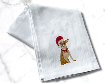 Embroidered Tea Towel, kitchen towel, white cotton kitchen towel