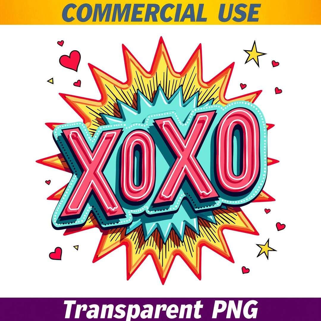 Retro XOXO Valentine Sticker | Sublimation PNG Instant Download ...