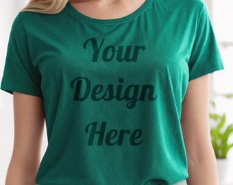 Realistic Shirt Mockup: Gildan 5000 in Green on Model