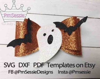 Digitale SVG PDF DXF Spooky Hair Bow Template, halloween boog, halloween svg, digitale boog sjabloon, ghost svg, spookachtige svg, boog svg, ghost boog
