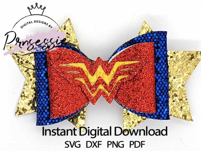 Download Digital Svg Dxf Pdf Wonder Woman Inspired Bow Template Star Etsy