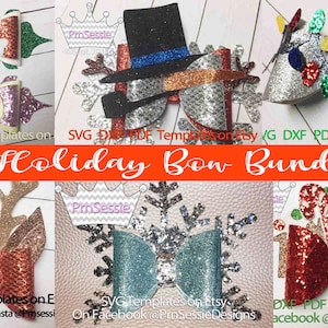 Digital SVG PDF DXF Christmas Bow Template Bundle, Christmas svg, Winter svg, Christmas bow, holiday bow, digital bow template, bow svg