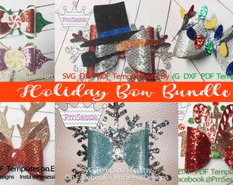 Digital SVG PDF DXF Christmas Bow Template Bundle, Christmas svg, Winter svg, Christmas bow, holiday bow, plantilla de arco digital, bow svg