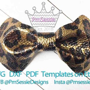 Digital SVG, DXF, PDF Bow Tie Bow Template, pinched bow template, digital bow template, cricut bow, faux leather bow, bow svg, hair bow svg image 2