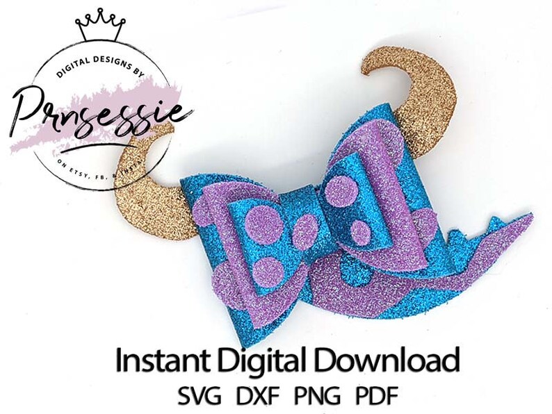 Digital SVG PDF DXF Monster Bow Template Disney Svg Sully Etsy