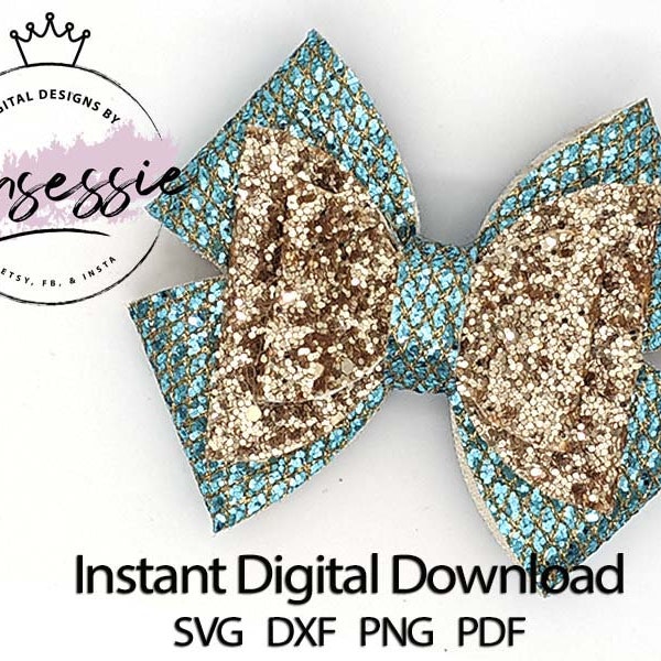 Digital SVG, DXF, PDF Fairy Bow Template, digital bow, bow template, bow svg, fancy bow, fancy svg, cricut bow, hair bow, fairy hair bow