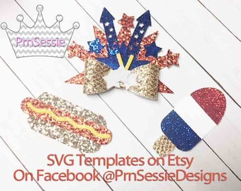 Digitale SVG, DXF, Pdf BUNDEL Americana Bow Clip-sjablonen
