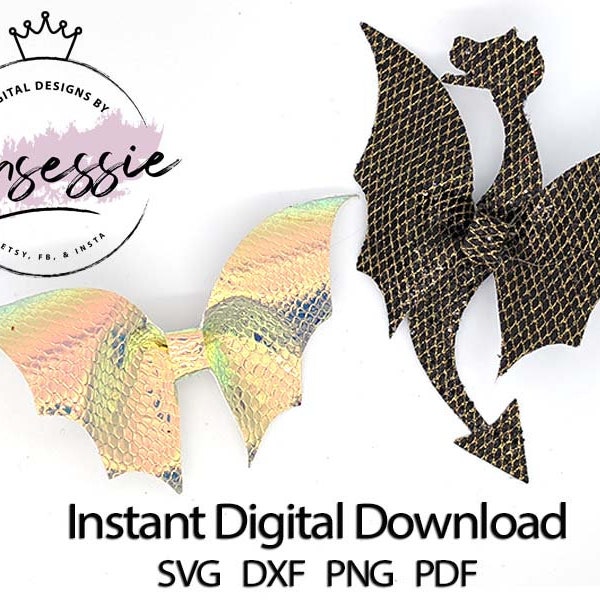 Digital SVG, PDF, DXF, Dragon Wings Bow Template, pinched bow, bow svg, digital bow template, dragon svg, dragon bow, bat wings bow, bat svg