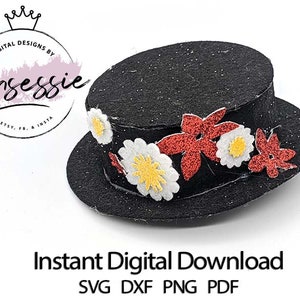 Digital SVG, DXF, PDF Practically Perfect 3D Hat Template