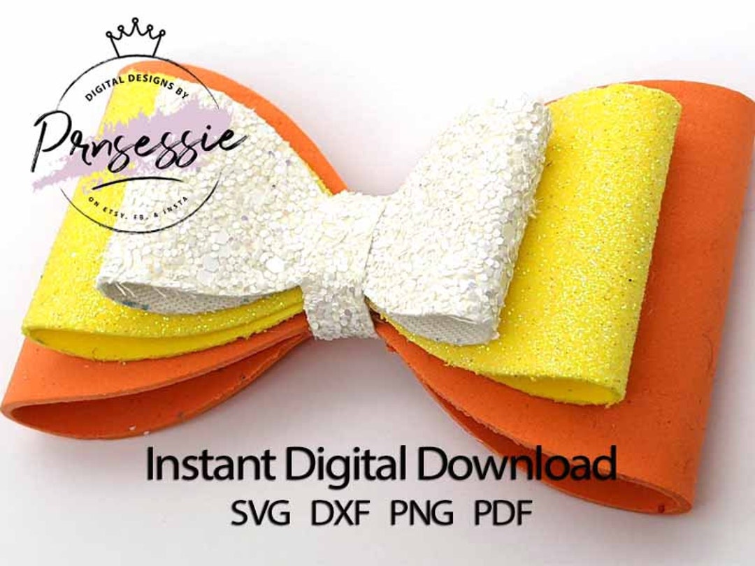 Digital SVG PDF DXF Candy Corn Triple Hair Bow Template, Thanksgiving ...