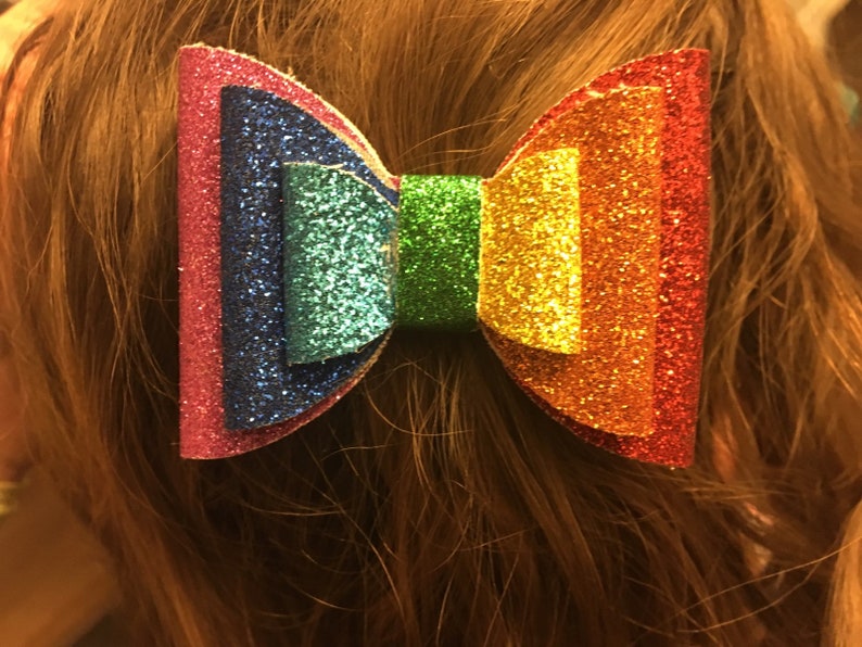 Download Digital SVG DXF PDF Multi-Colored Rainbow Hair Bow ...