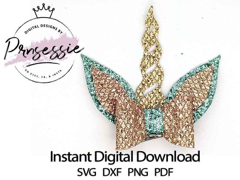 Download Free Digital Svg Dxf Pdf Magical Unicorn Hair Bow Template Etsy SVG Cut Files