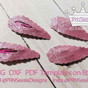 Digital SVG, DXF, PDF Scalloped Snap Clip Template, Cricut svg, scallop bow, bow template svg, bow svg, hair clip svg, cricut bow, hair bow