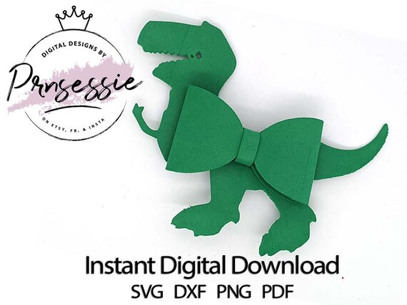 Download Digital Svg Dxf Pdf Dinosaur Hair Bow Template Dino Etsy PSD Mockup Templates