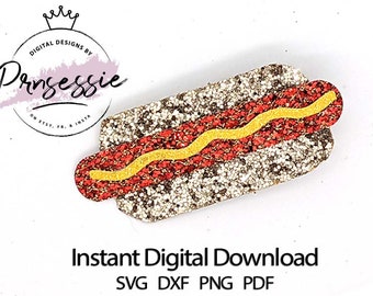 Digital SVG, DXF, PDF Hotdog Bow Clip Template