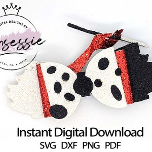 Digital SVG, DXF, PDF Cruella Hair Bow Template, bow template, cruella svg, villain bow, villain svg, descendants svg, digital bow, bow svg
