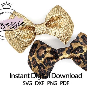 Digital SVG, DXF, PDF Bow Tie Bow Template, pinched bow template, digital bow template, cricut bow, faux leather bow, bow svg, hair bow svg image 1